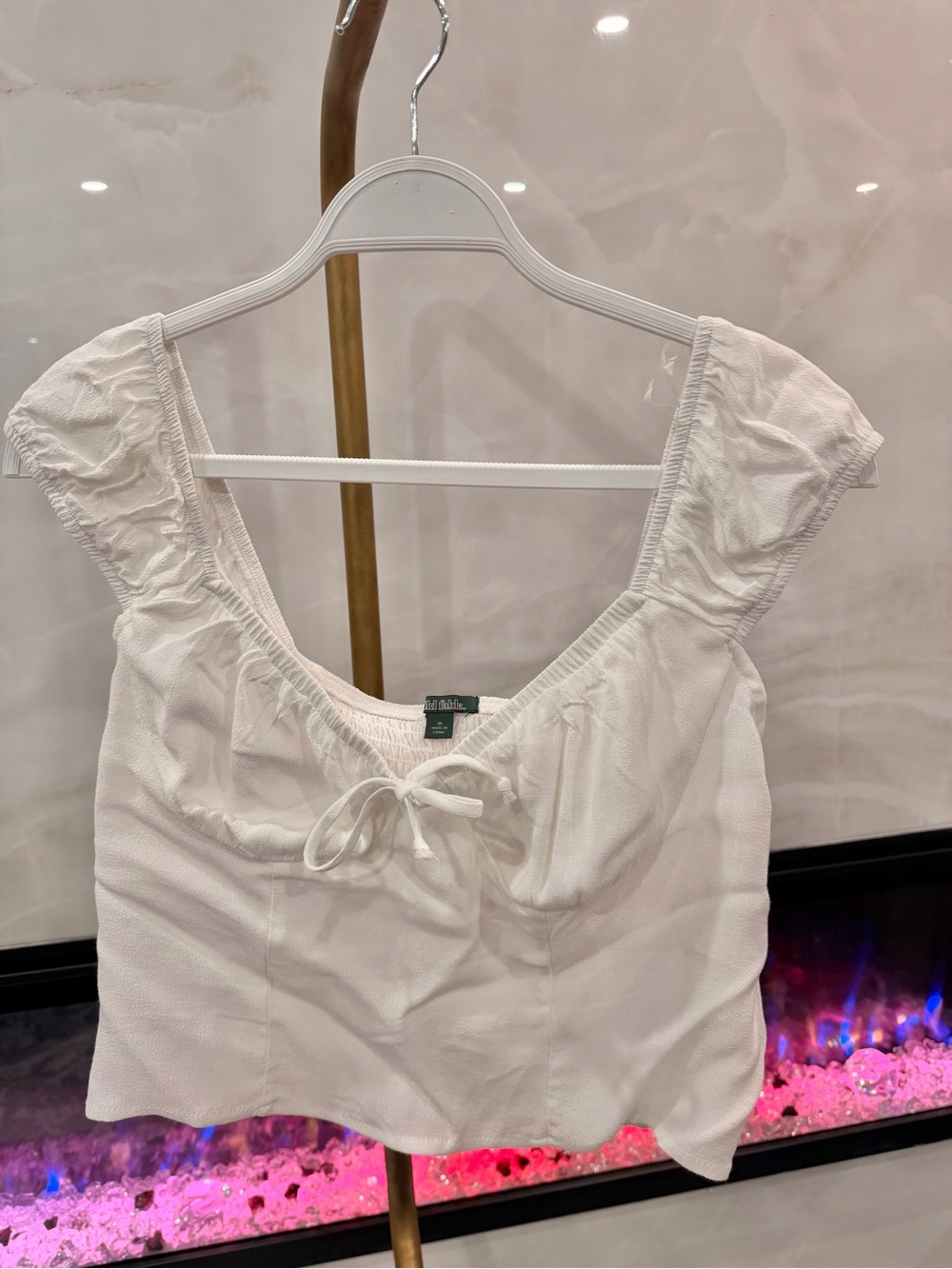 wild fable White Square-Neck Tie-Front Crop Top